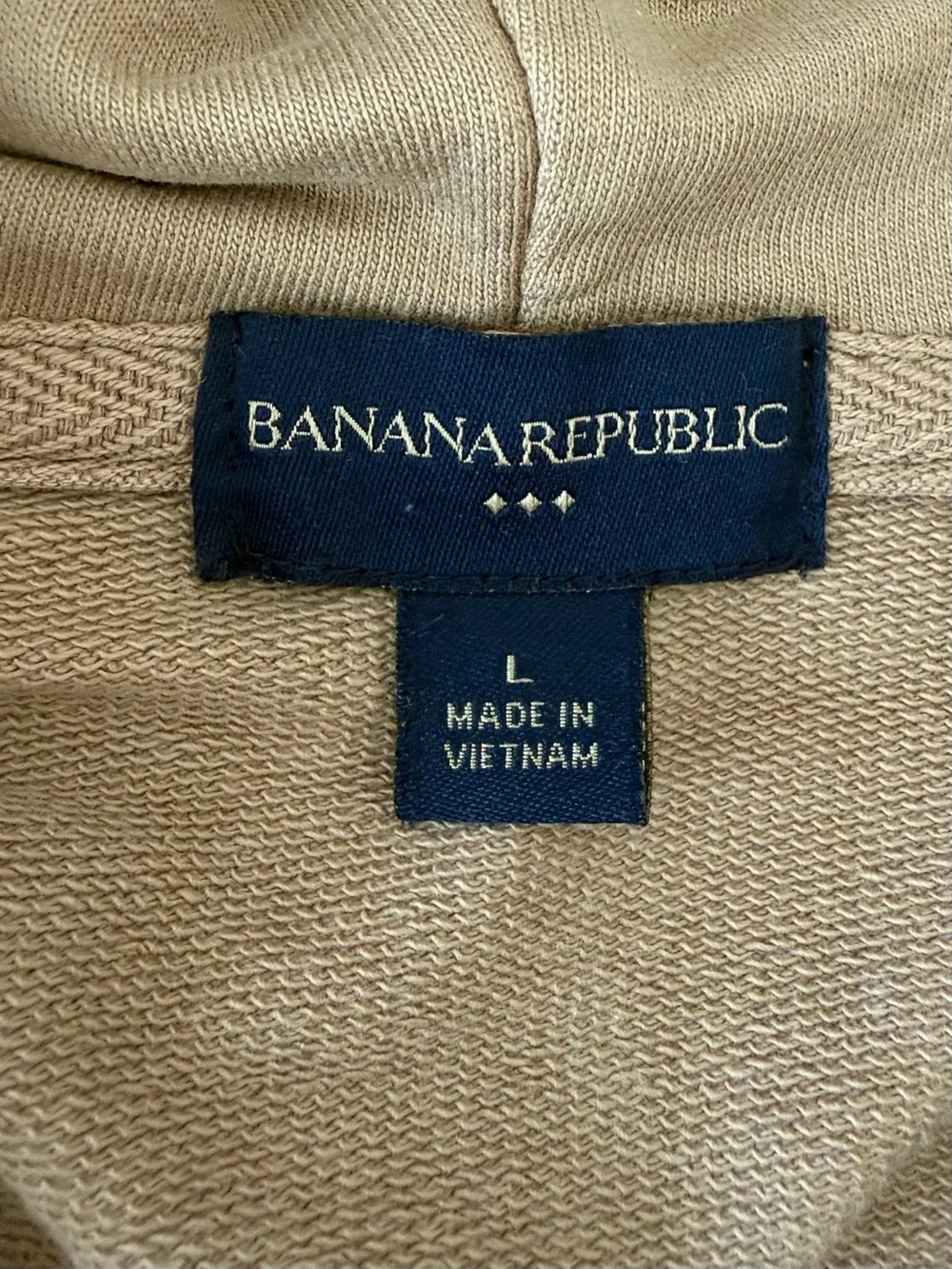 Banana Republic Heritage Three Elephant Graphic Zip Up Hoodie Tan Men’s Size L
